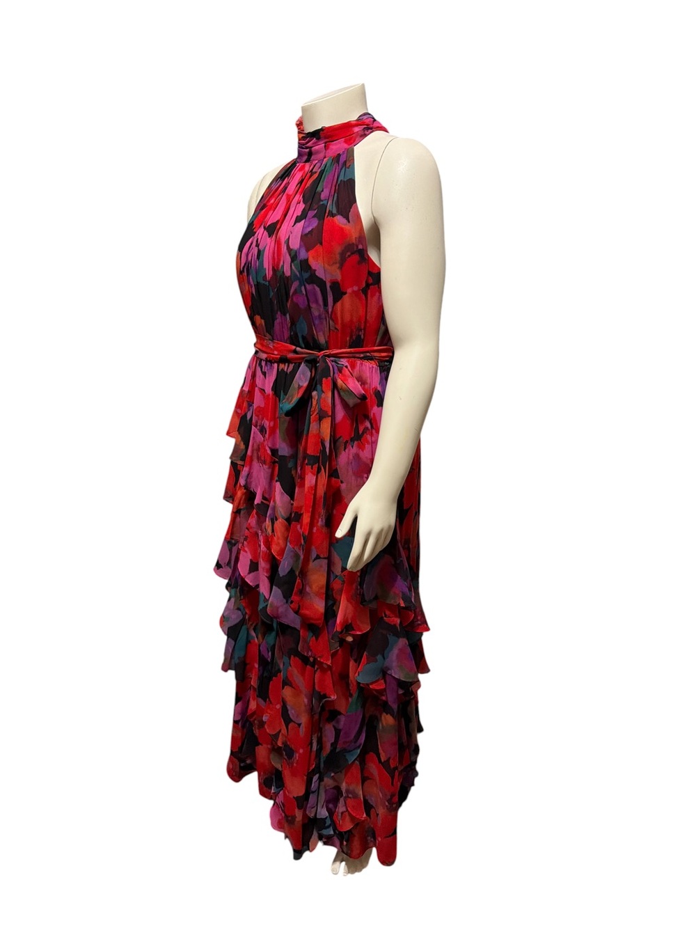NWTAlex Marie Sz 16P Plus Nina Halter Maxi Dress Floral Tiered Ruffle Sleeveless - Picture 4 of 13